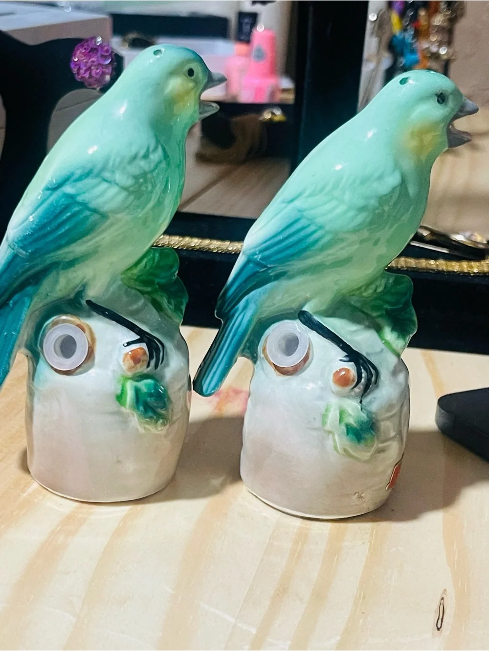 VTG Our Own Imports Japan Bird Squeaker Noisemaker Figurine Set 1950s